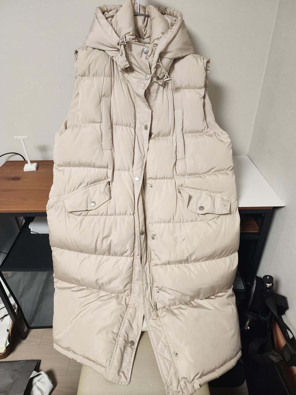 후드 롱 조끼 패딩 상품이미지6