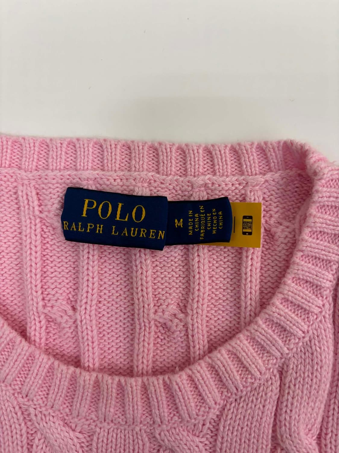 폴로 랄프로렌 신형 큐알택 베이비핑크 케이블 걸즈 크루넥 니트(M) 상품이미지4
