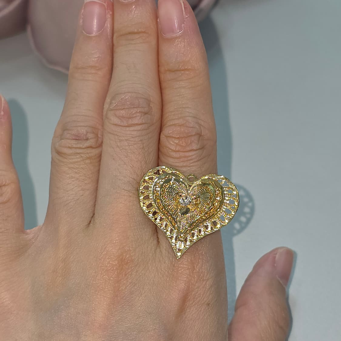 빈티지 골드 레이어드 하트 반지 y2k 오픈링 상품이미지4