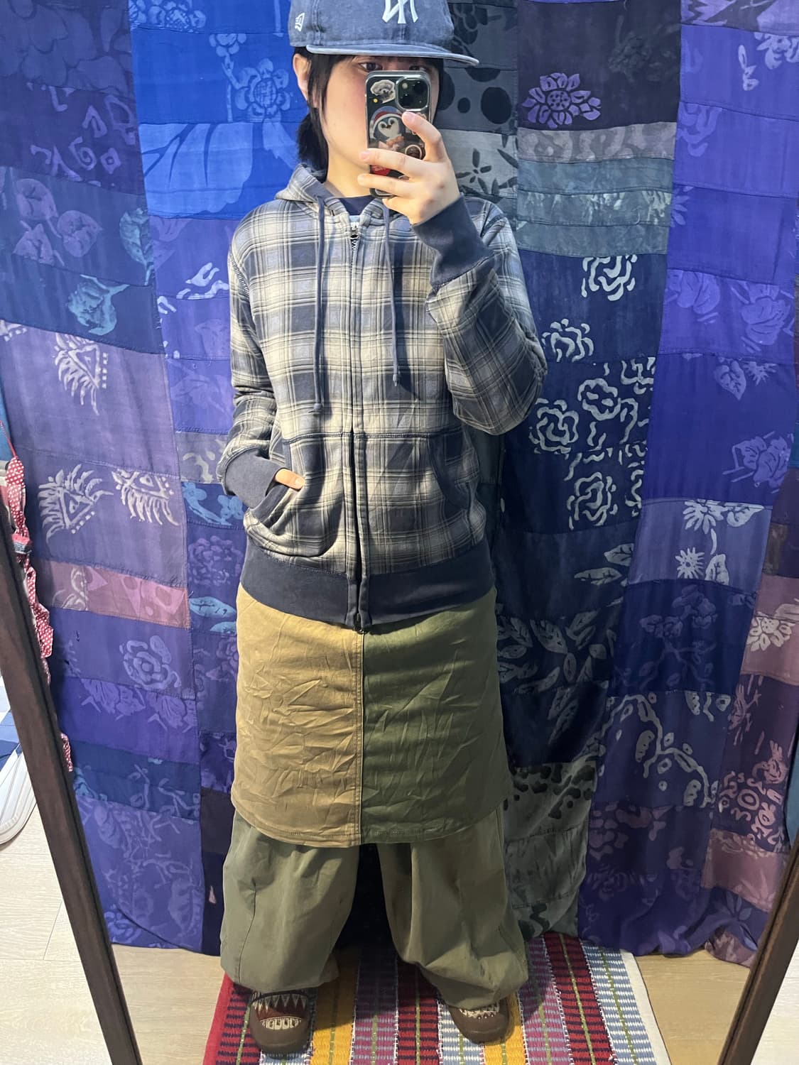 Uniqlo 올드 유니클로 블루 체크 후드집업 상품이미지1