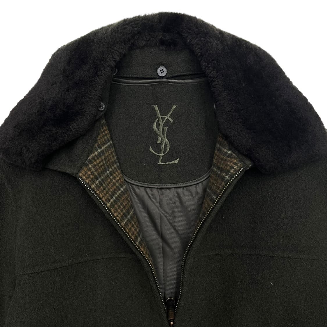 입생로랑 퍼 카라 딥카키 자켓 상품이미지5