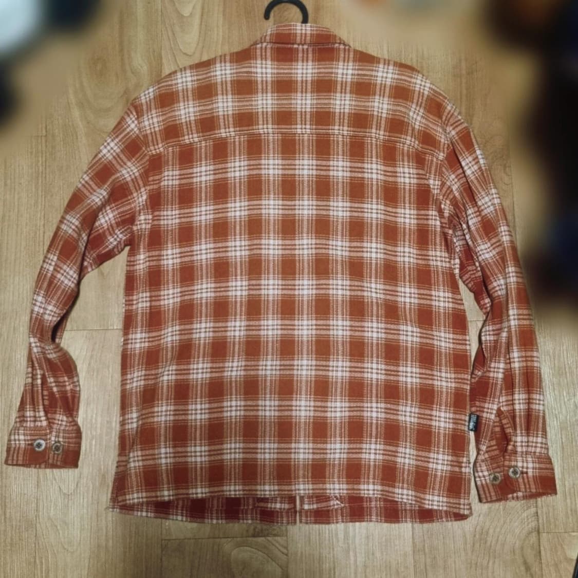 빈티지 오렌지레드 체크 집업 셔츠 상품이미지3