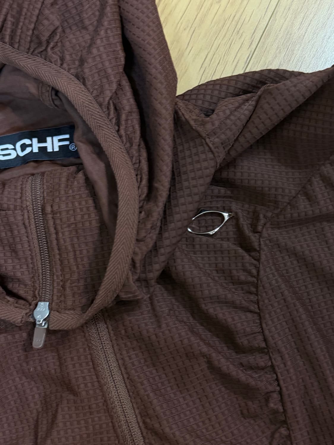 미스치프 후디드 와플 집업 브라운 S 상품이미지3