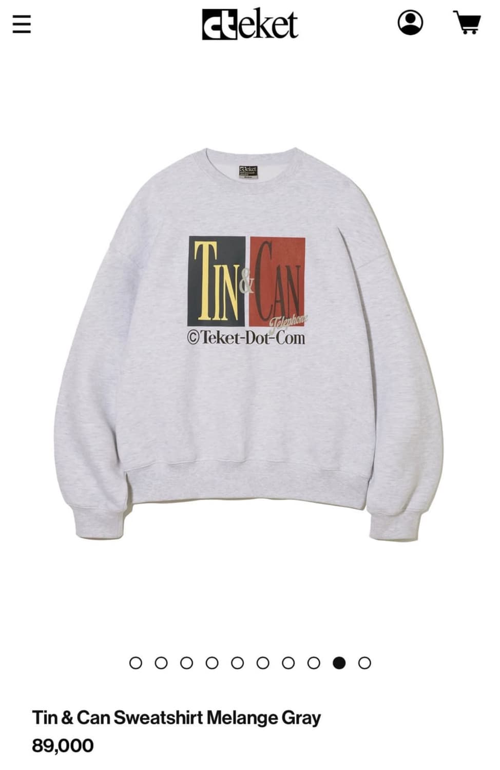 테켓 스웻셔츠 맨투맨 멜란지그레이 상품이미지1