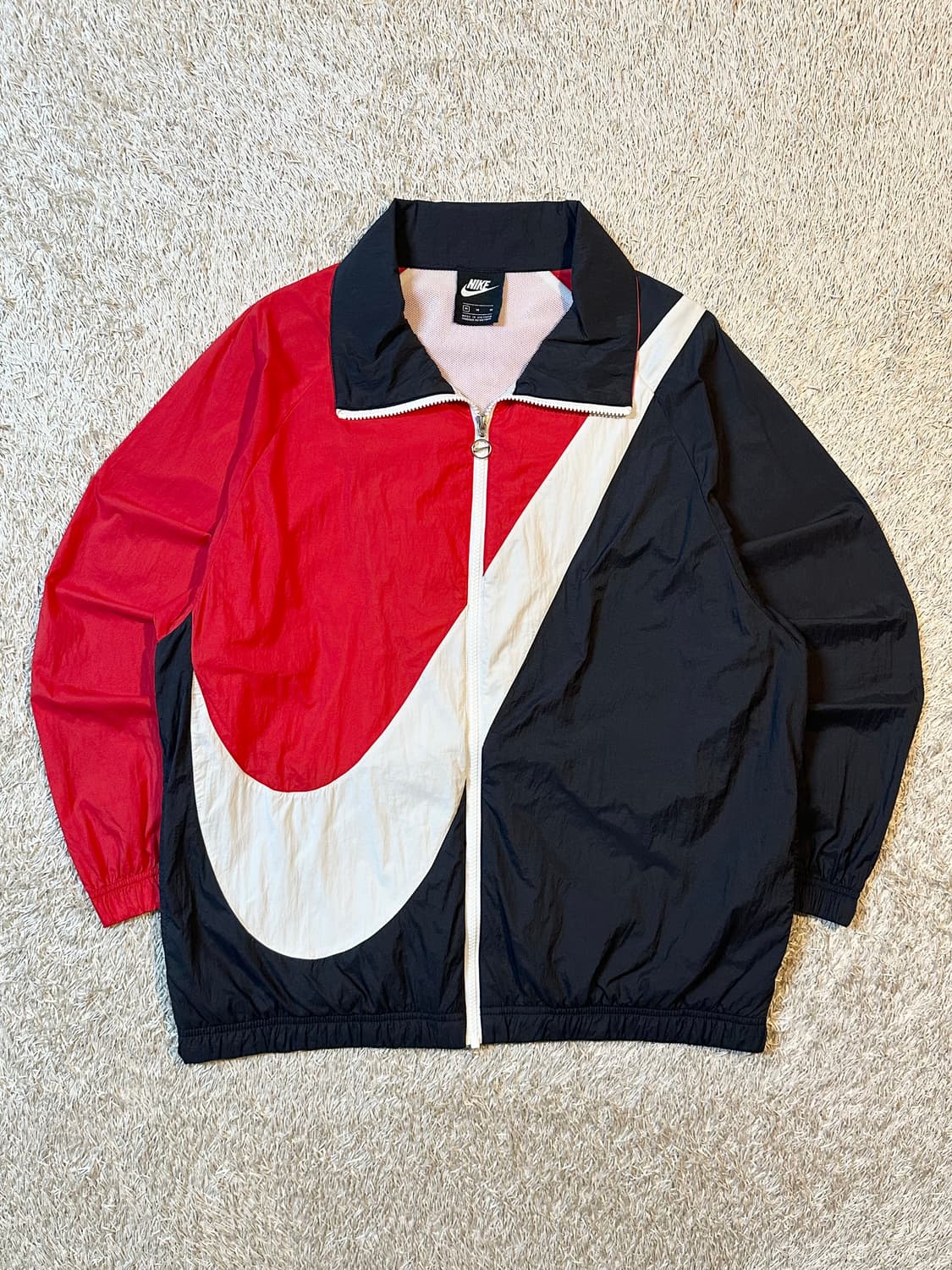 나이키 NIKE 빅스우시 우븐 배색 바람막이 자켓 검빨 상품이미지1