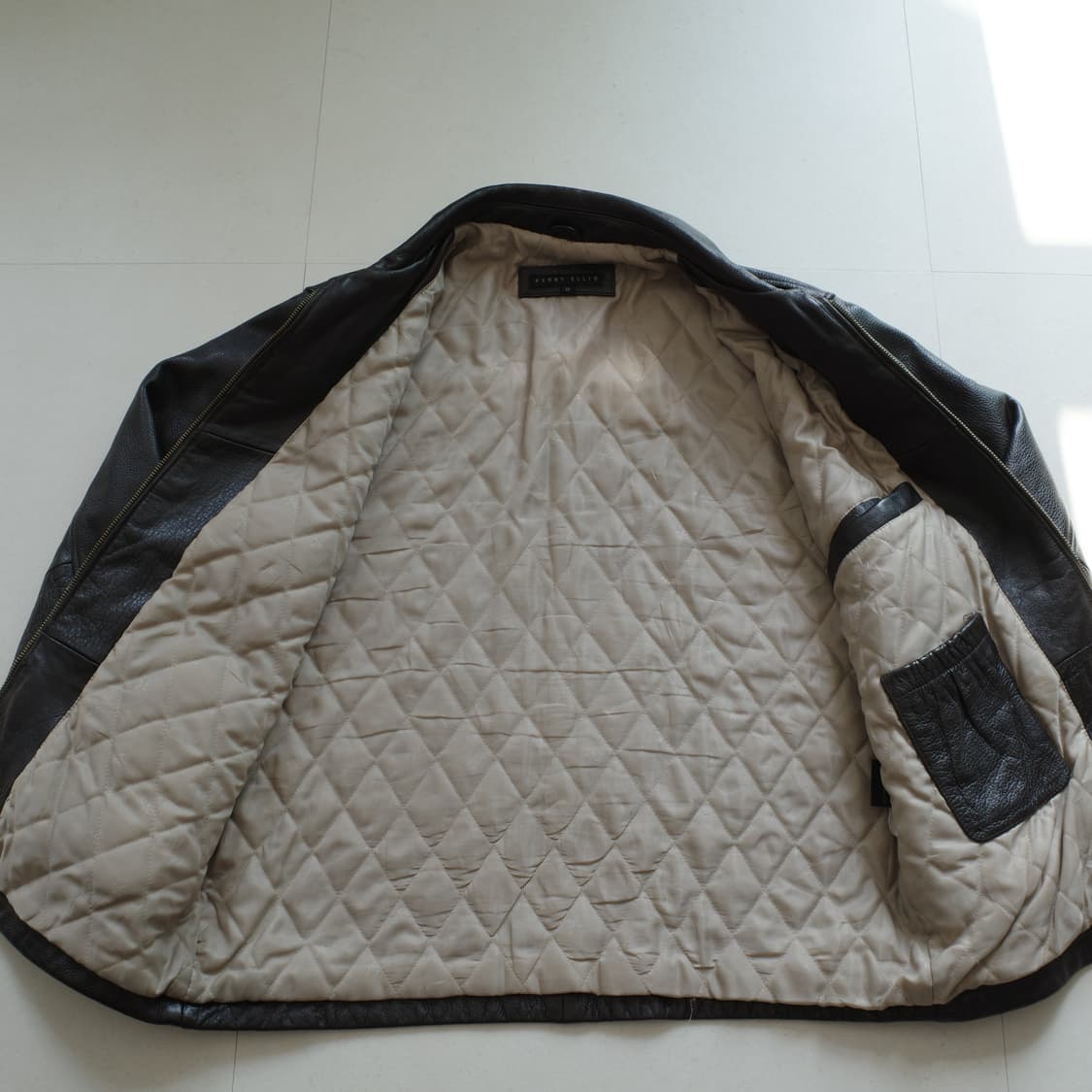 90s 페리엘리스 퀼팅안감 가죽 블루종 PERRY ELLIS  상품이미지6