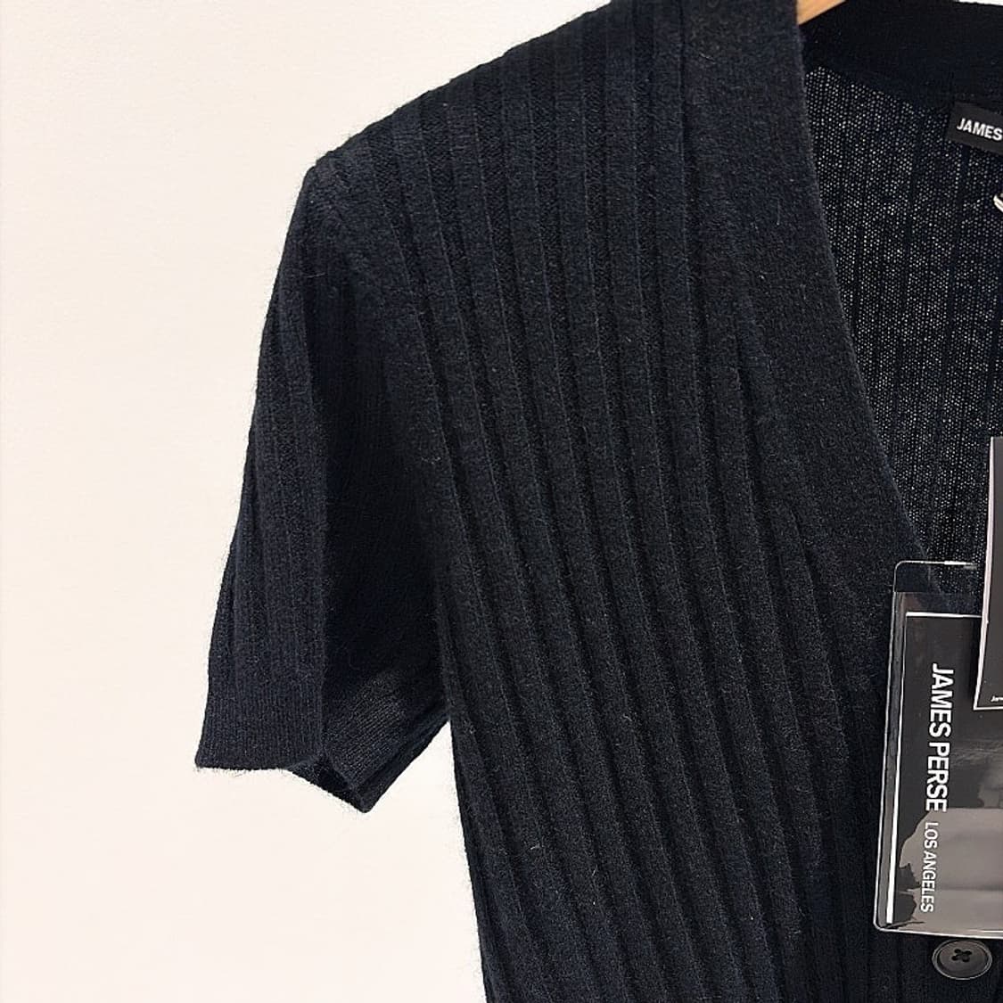 (정품/새상품) 제임스펄스 여성 블랙 캐시미어 립 숏슬리브 가디건 상품이미지2