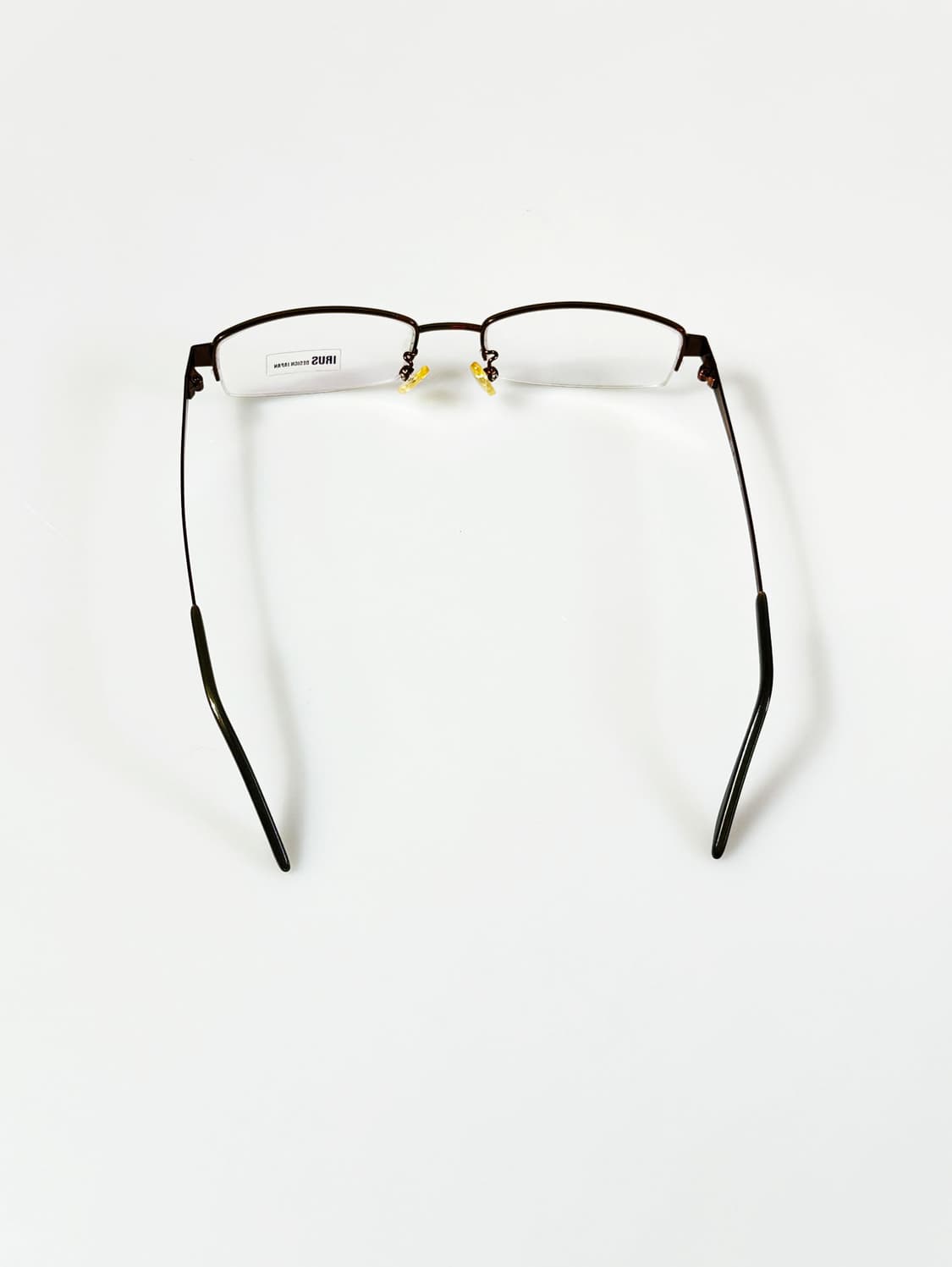 IRUS 브라운 메탈 반무테 스퀘어 빈티지 안경 상품이미지5