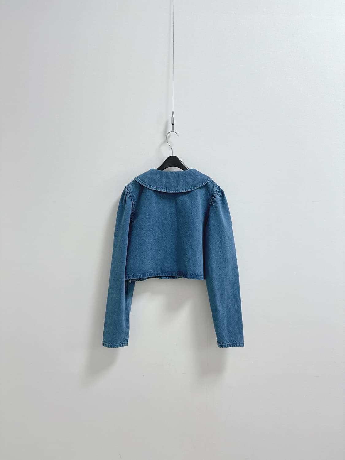 자라 라운드 넥카라 블루 코튼 데님 자켓 상품이미지5