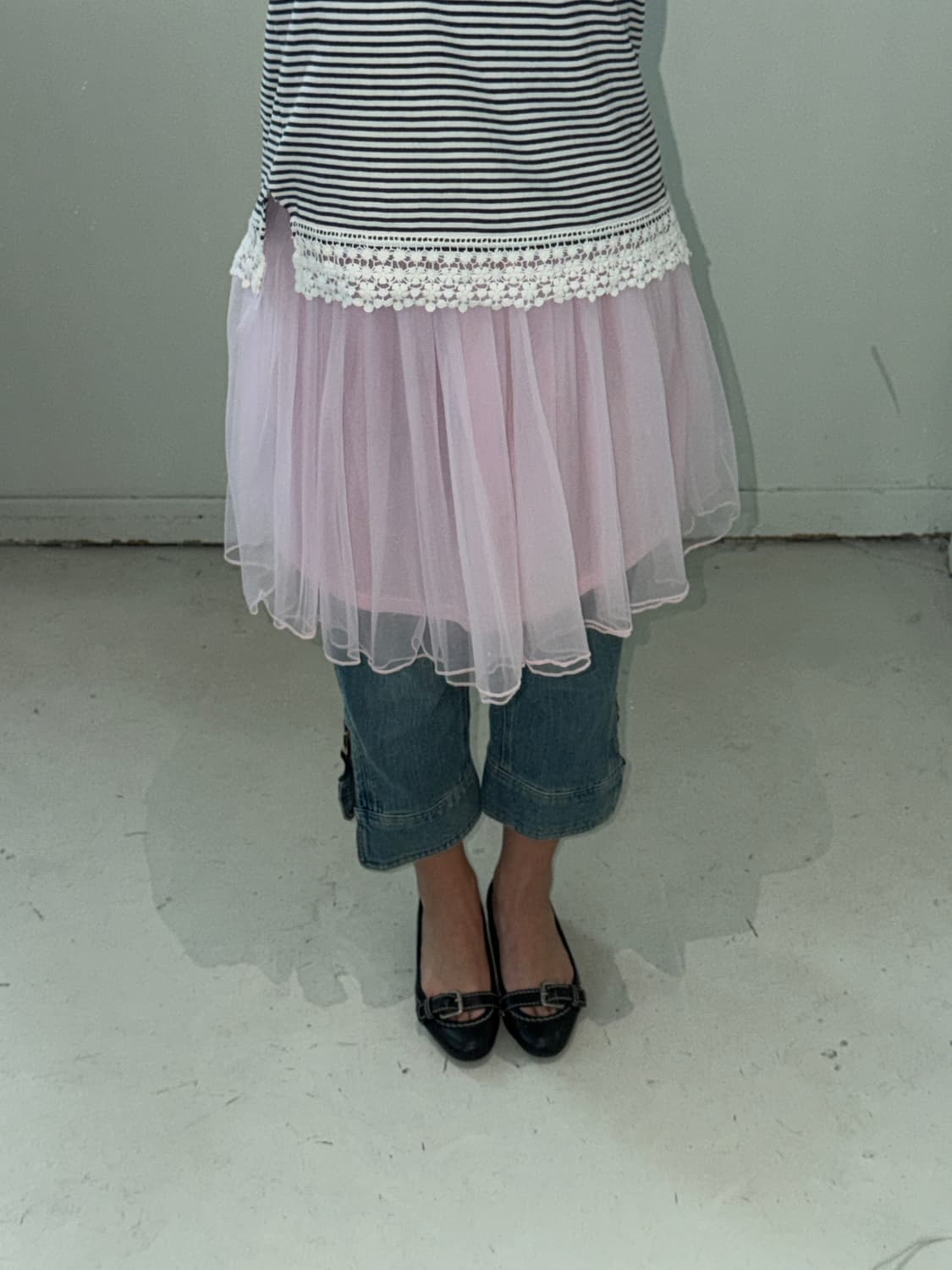 일본빈티지 레이어드 핑크 샤스커트 상품이미지1