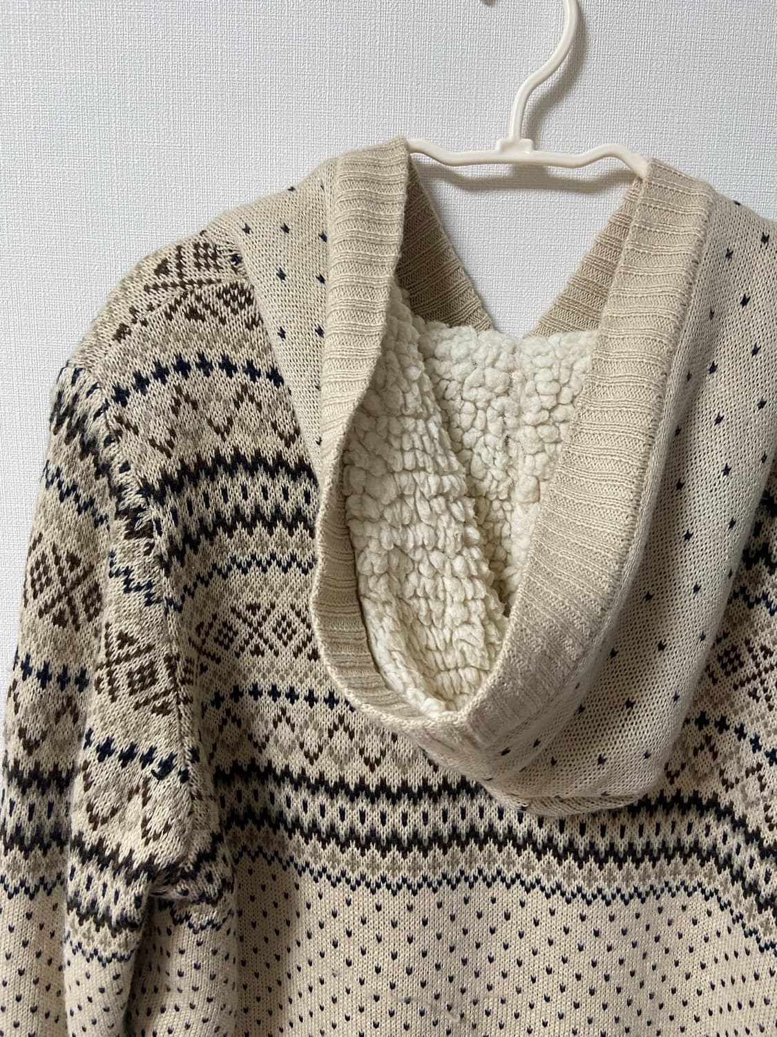 빈티지 모리걸 사와코 털 니트후드후리스 라떼히메갸루 상품이미지6