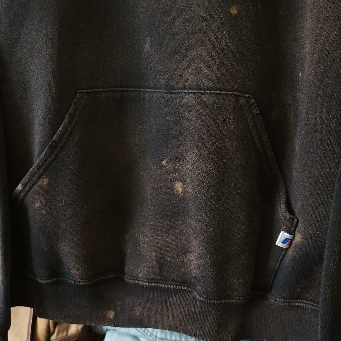 90s 러셀 후드 빈티지 스웻셔츠 러셀 썬페이딩 블랙 uk자수 L 상품이미지7