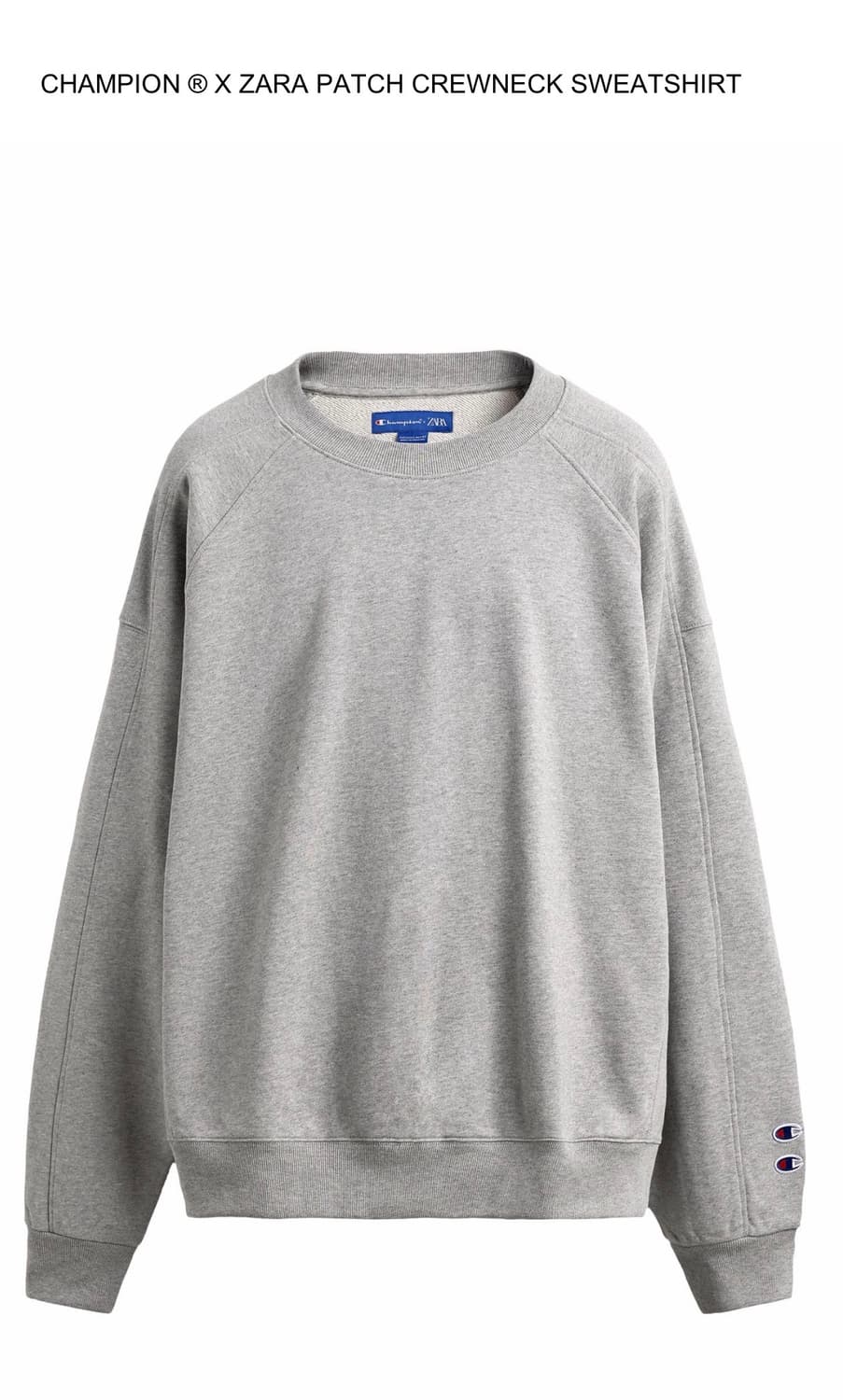 자라 테크니컬 코튼 크루넥 맨투맨 X 챔피온 4393/312 GREY  상품이미지1