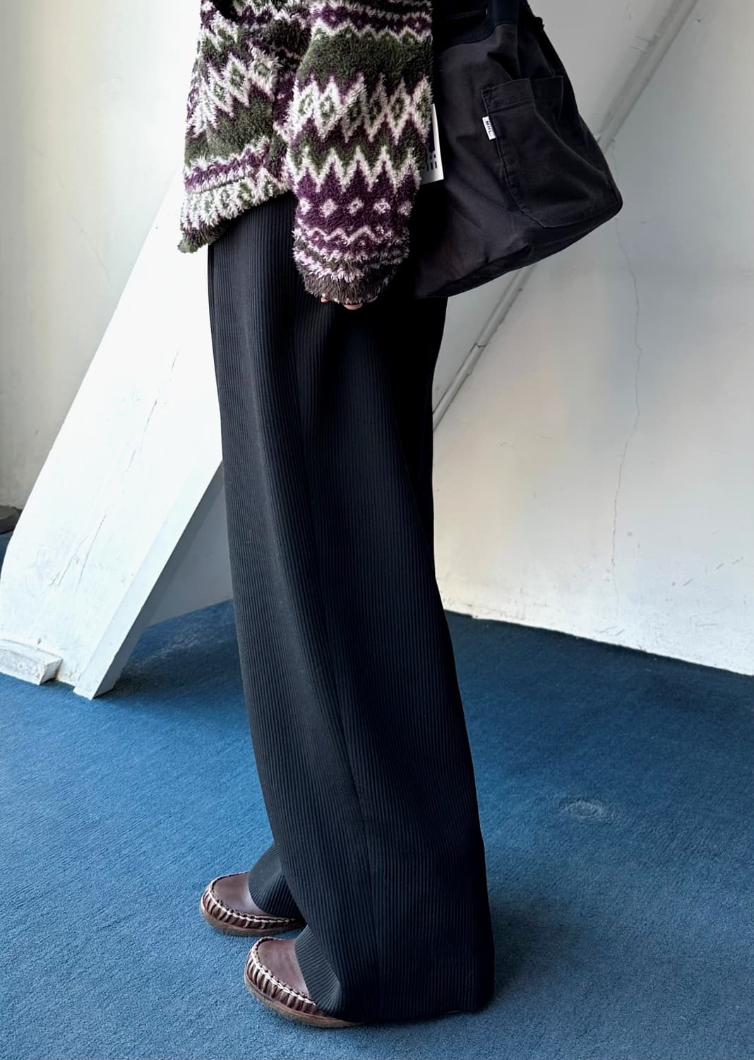 Wool acetate blend design wide trousers 상품이미지4