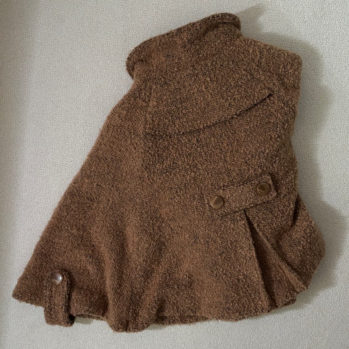 일본빈티지 모리걸 모리룩 브라운 뽀글이 도트 안감 케이프 상품이미지6