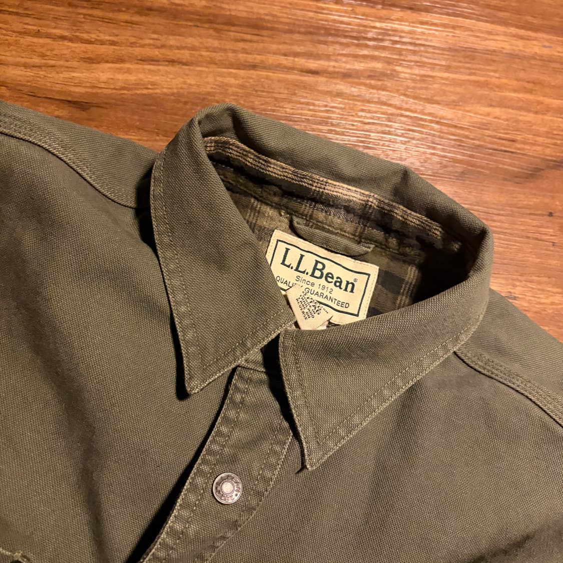 LL BEAN 플란넬 라이닝 올리브 캔버스 자켓 상품이미지6