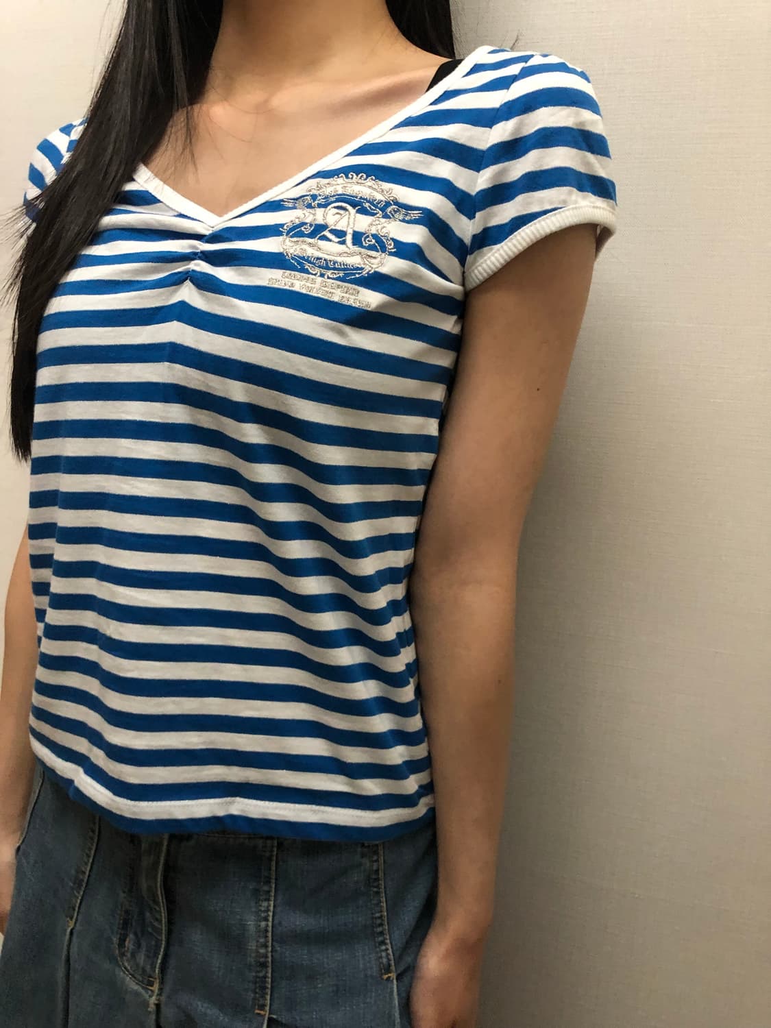빈티지 블루 스트라이프 티셔츠 상품이미지3