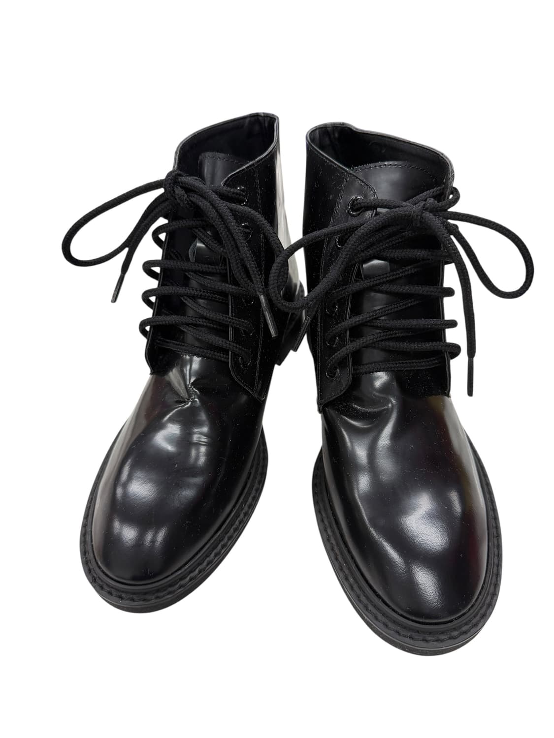 240/ 국내제작 블랙 레더 레이스업 부츠 상품이미지2
