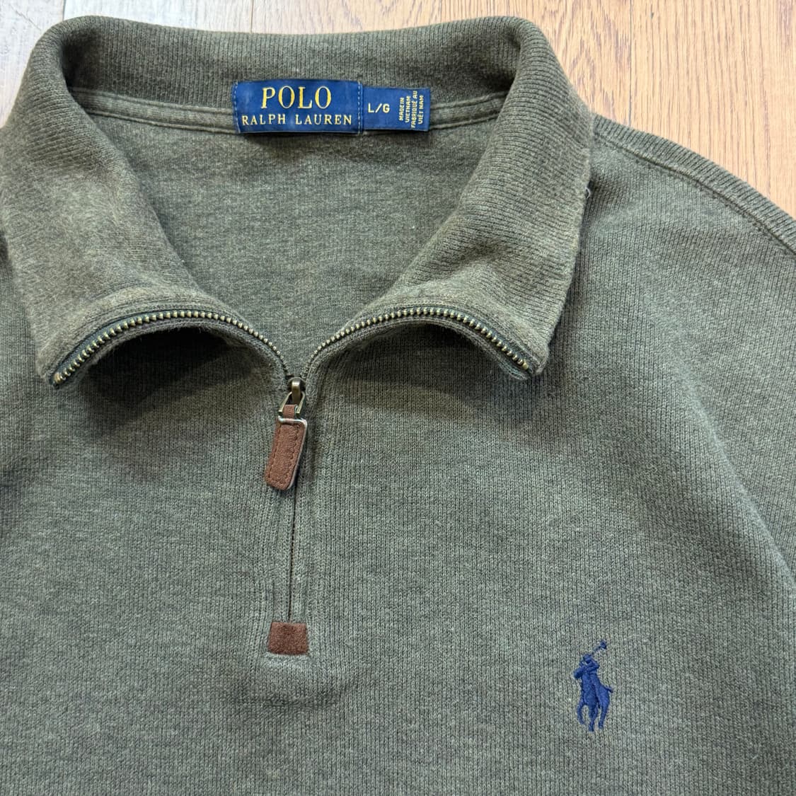 폴로 랄프로렌 올리브 그린 하프집업 코튼 니트 상품이미지2