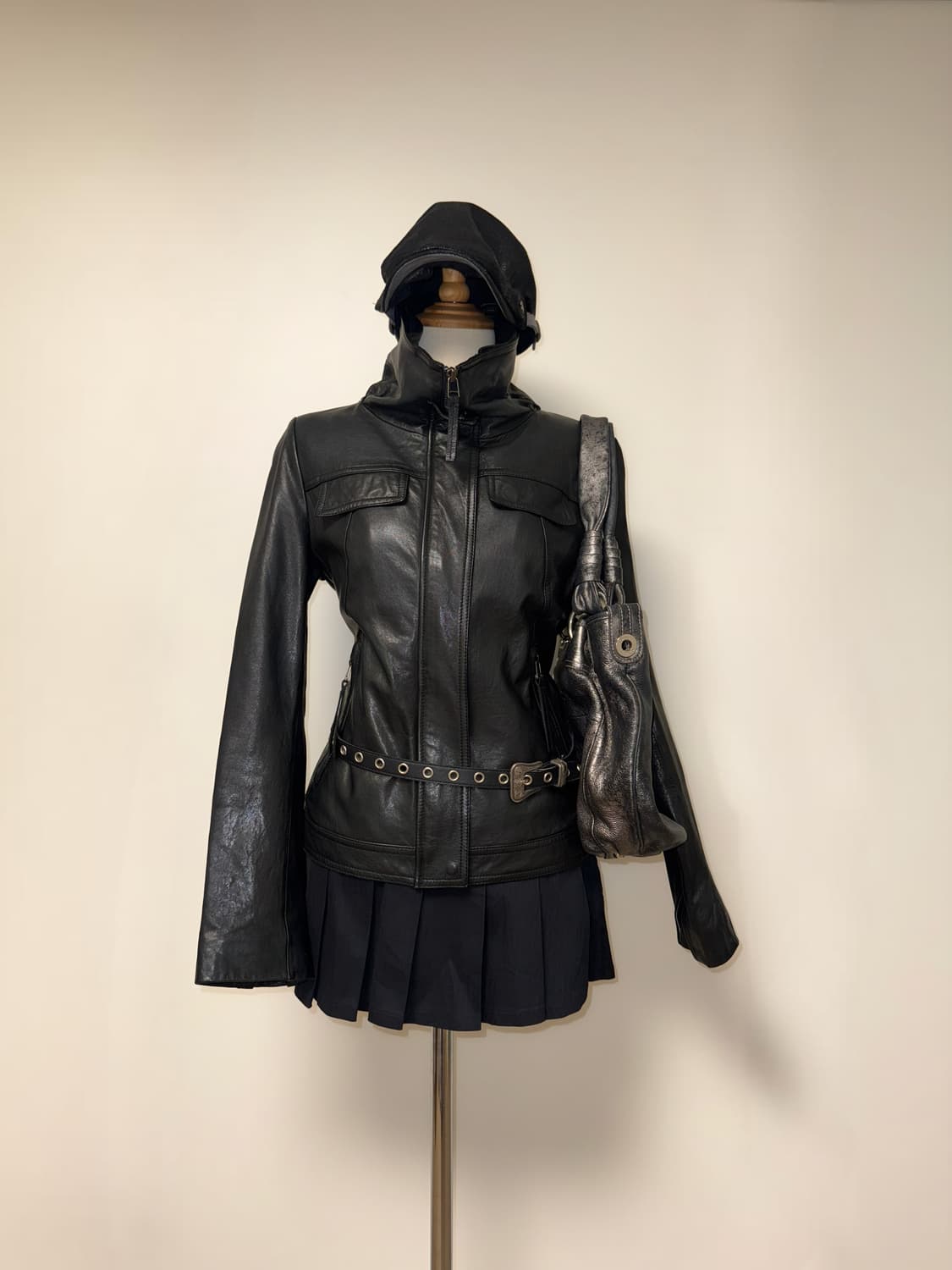 하이넥 펑크 레더 자켓 상품이미지1