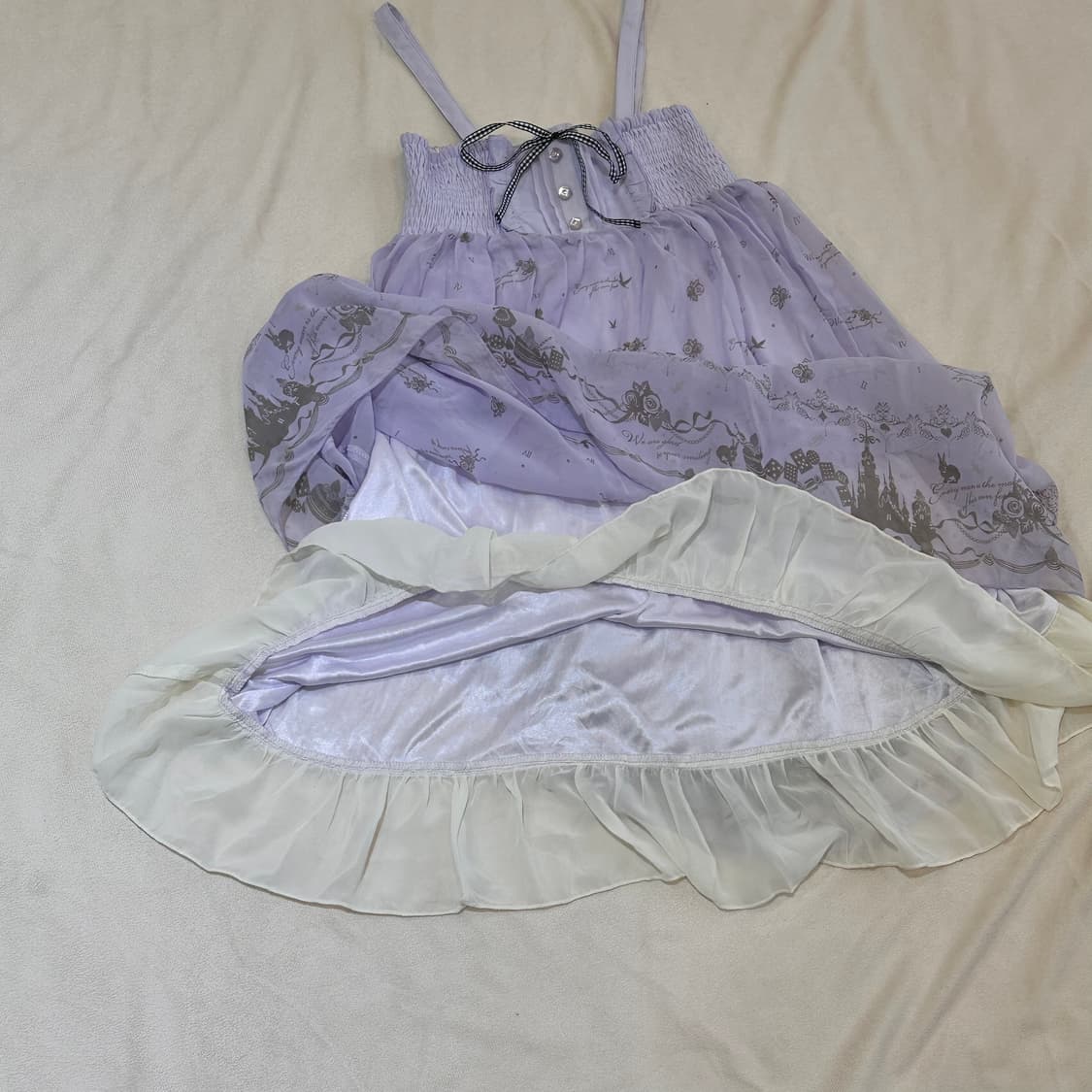 라벤더 뷔스티에 원피스 패턴 프릴 레이어드 상품이미지5