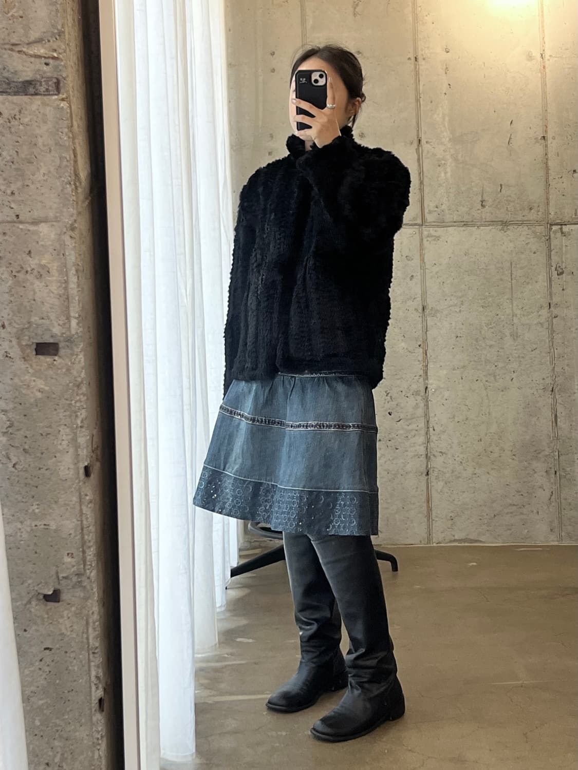 리얼 토끼털 퍼자켓 블랙 상품이미지3