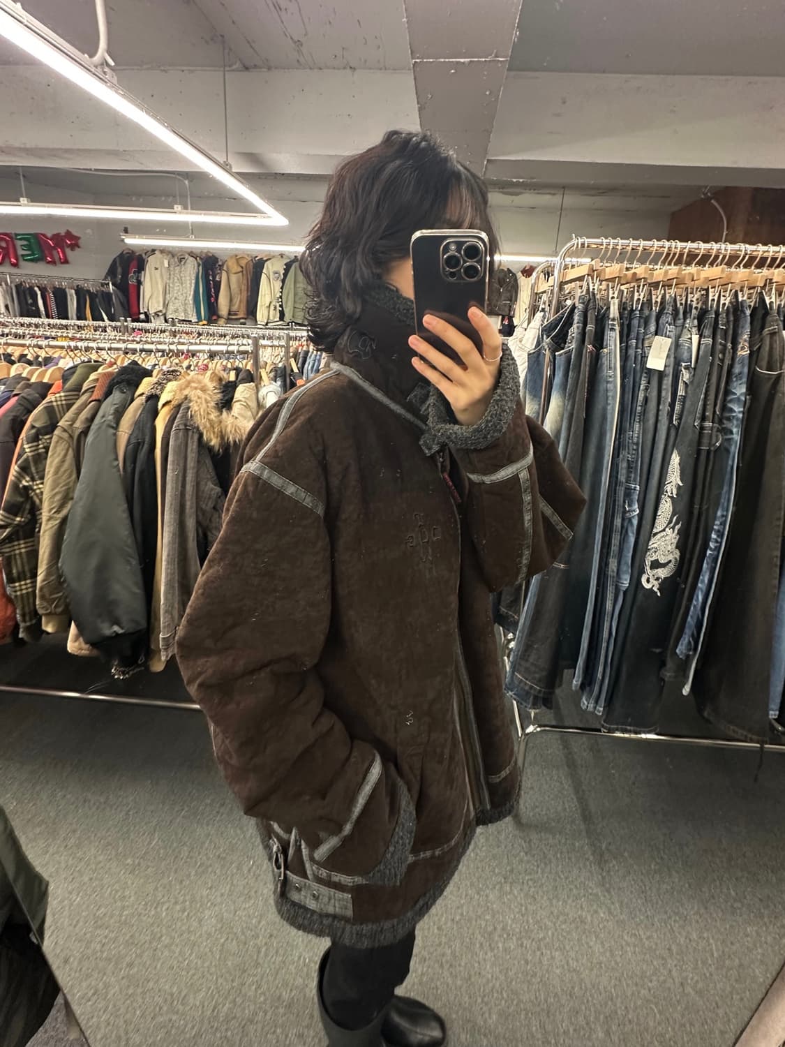 XL)도그타운 빈티지 스웨이드 브라운 무스탕 상품이미지3