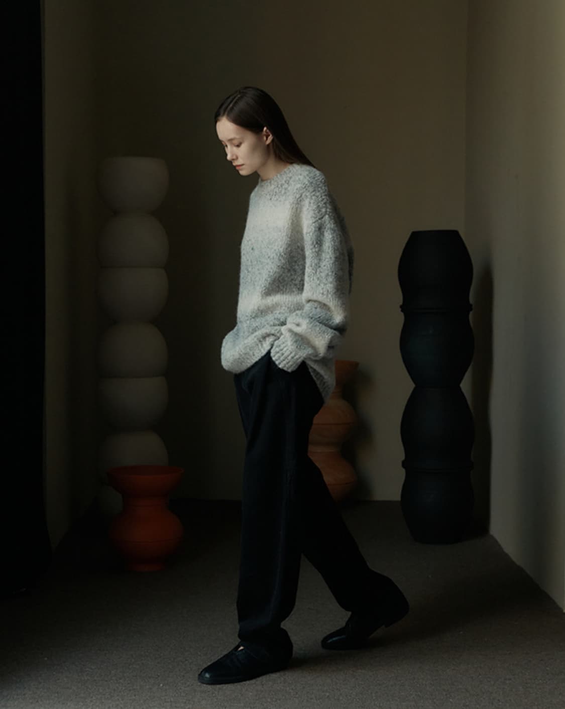 coor 쿠어 알파카 그레디언트 스웨트 니트 라이트그레이 M 상품이미지2