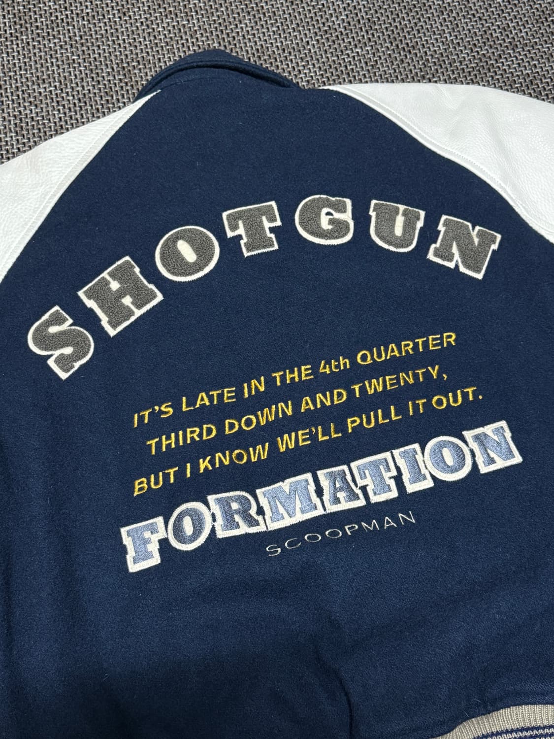 80s~90s 스쿱맨 샷건 네이비 울 레더 바시티 자켓 상품이미지5