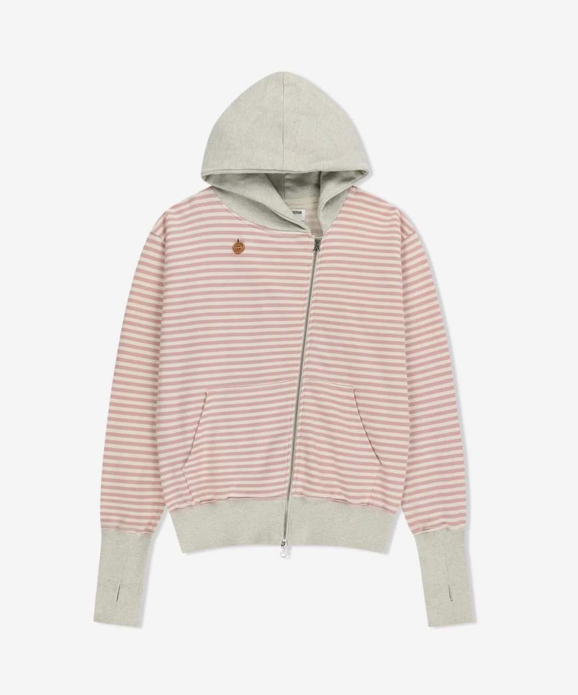 STRIPE UNBALANCED ZIPUP HOODIE (PINK) 상품이미지1