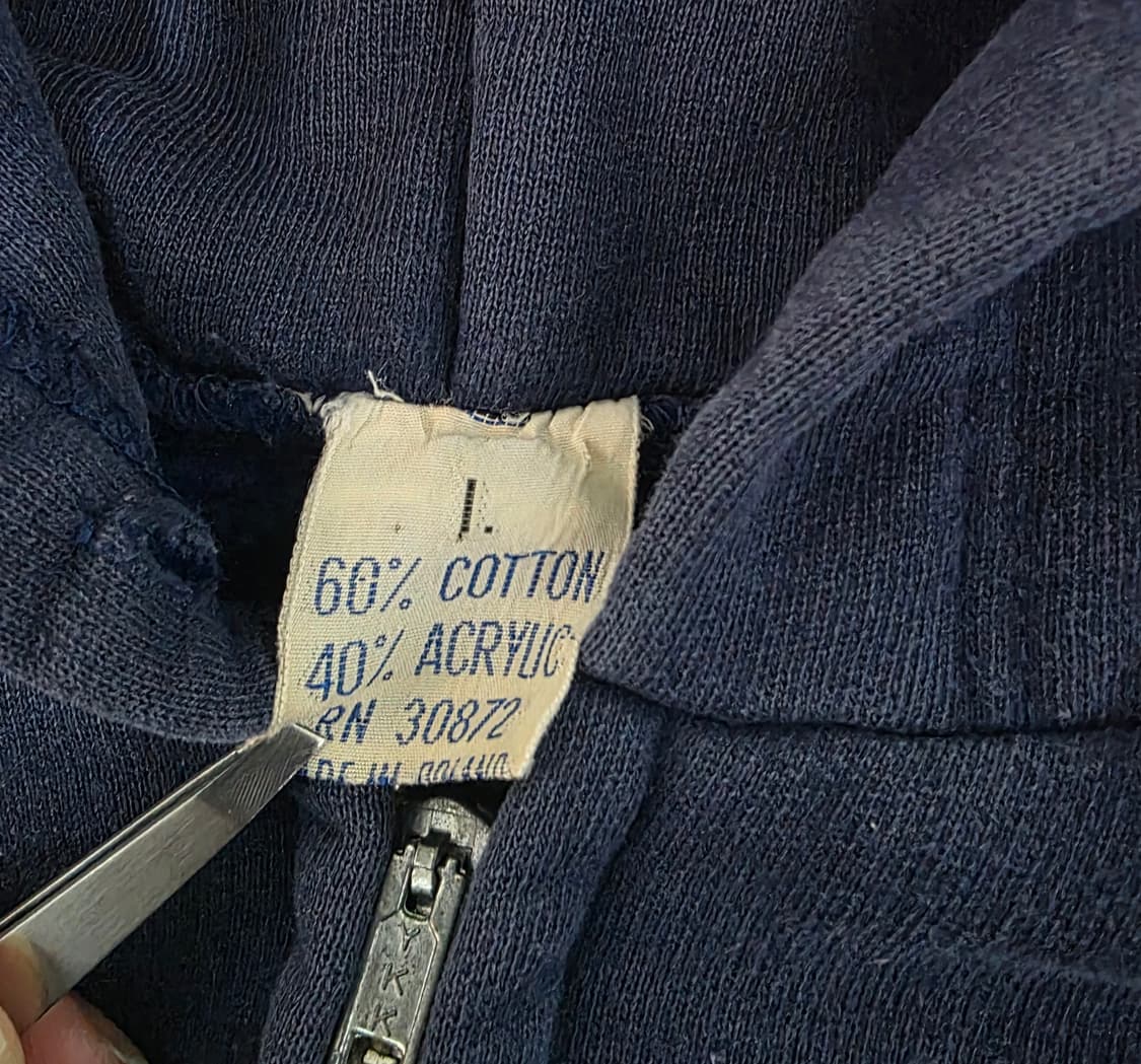 [L] 70s 빈티지 노브랜드 트래쉬드 후드집업 네이비 상품이미지7