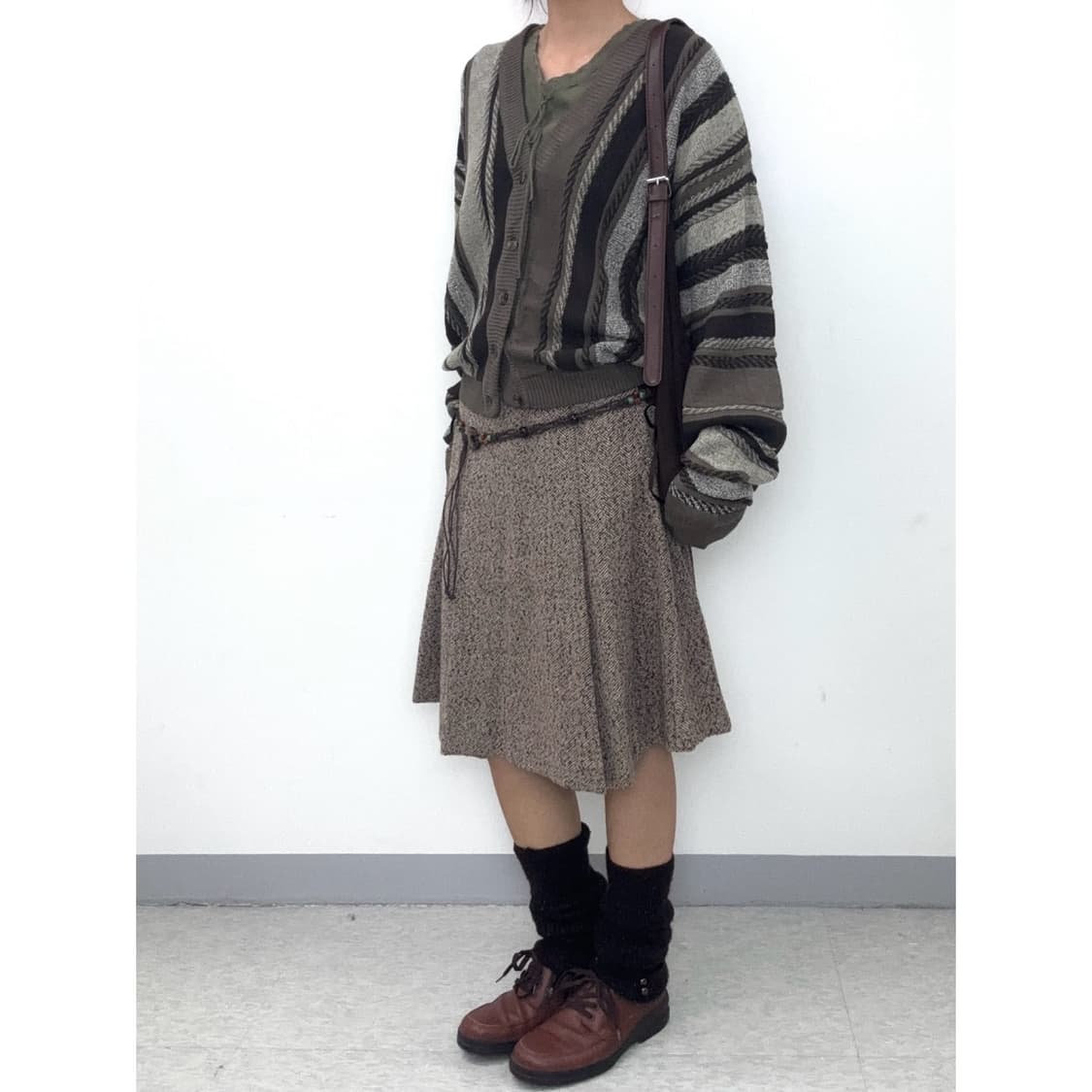 빈티지 브라운 미디 스커트 상품이미지3