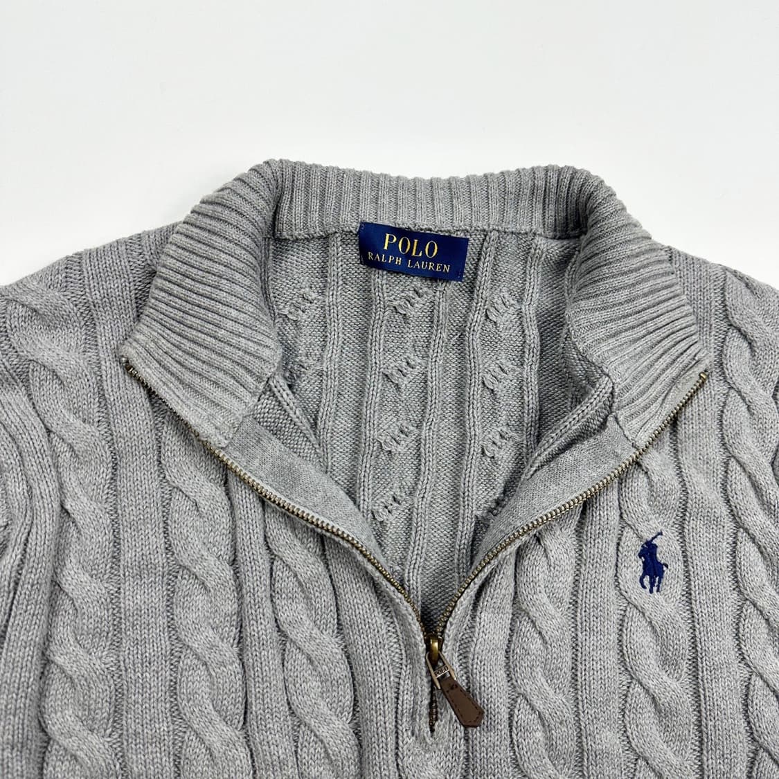 폴로 랄프로렌 포니 차콜 그레이 반집업 니트 (L) 상품이미지3