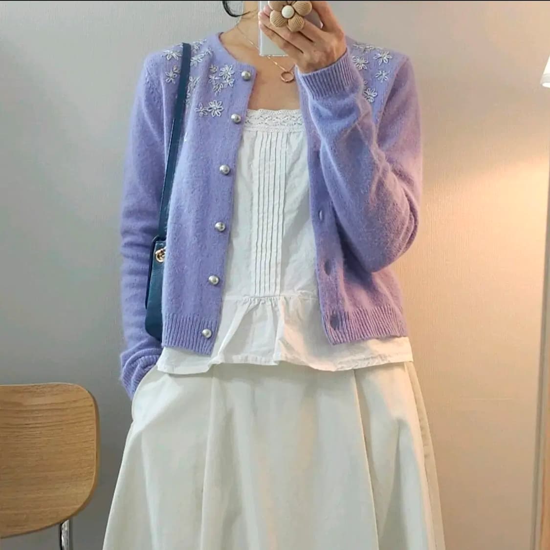 (F)아네스베 japan 여자 앙고라 울 자수 가디건 상품이미지2