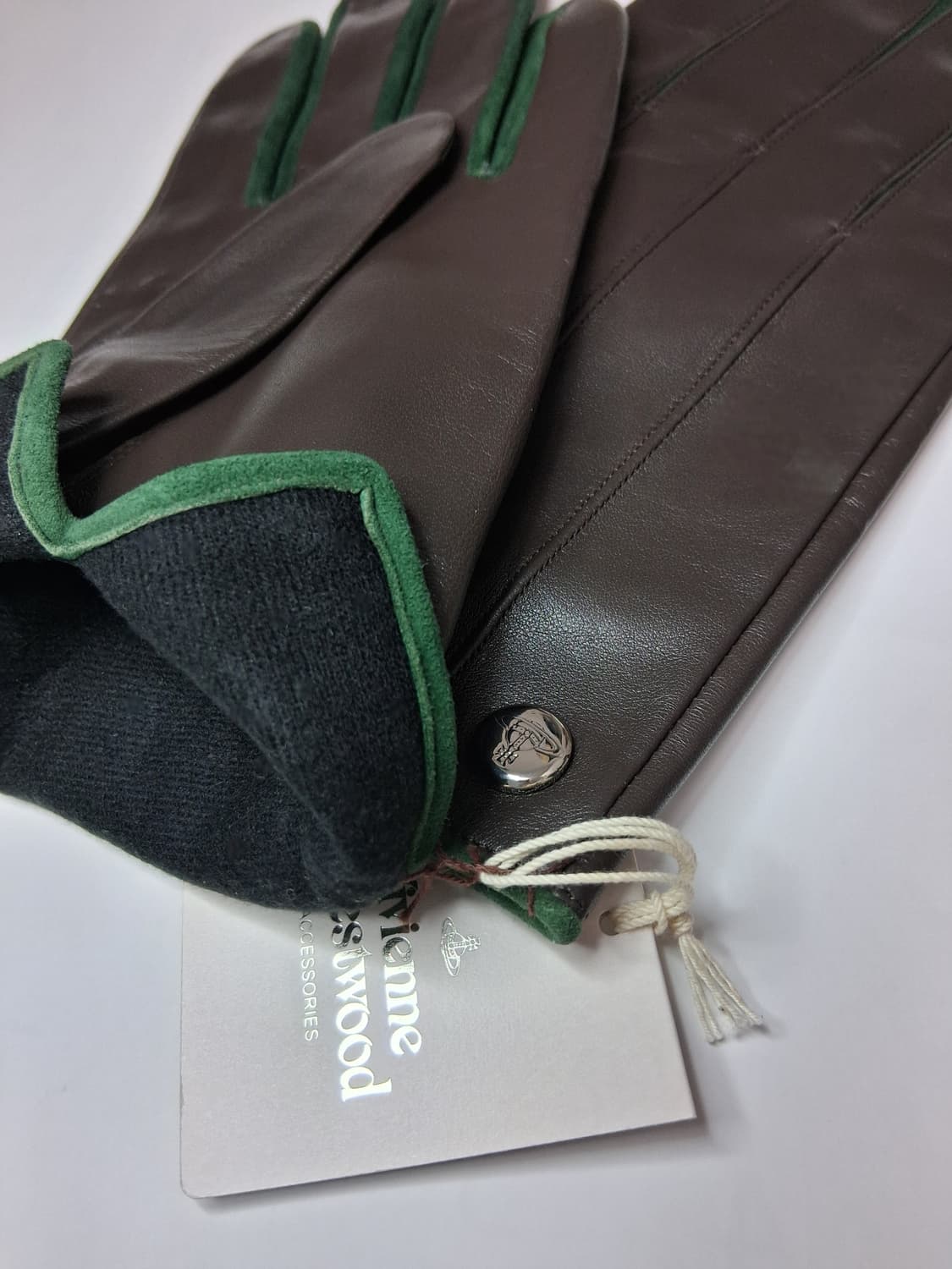 비비안웨스트우드 남성용 다크브라운 가죽 장갑 25cm (새상품) 상품이미지6