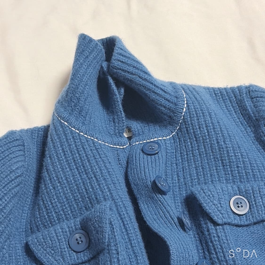 메종 마르지엘라 크롭 니트 가디건 블루 상품이미지9