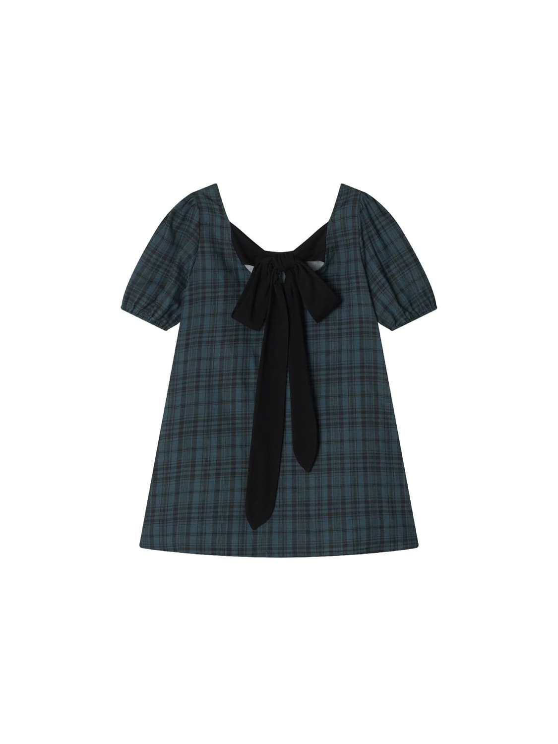 콜로신스 BLACK TIE BLOUSE TEAL CHECK 상품이미지2