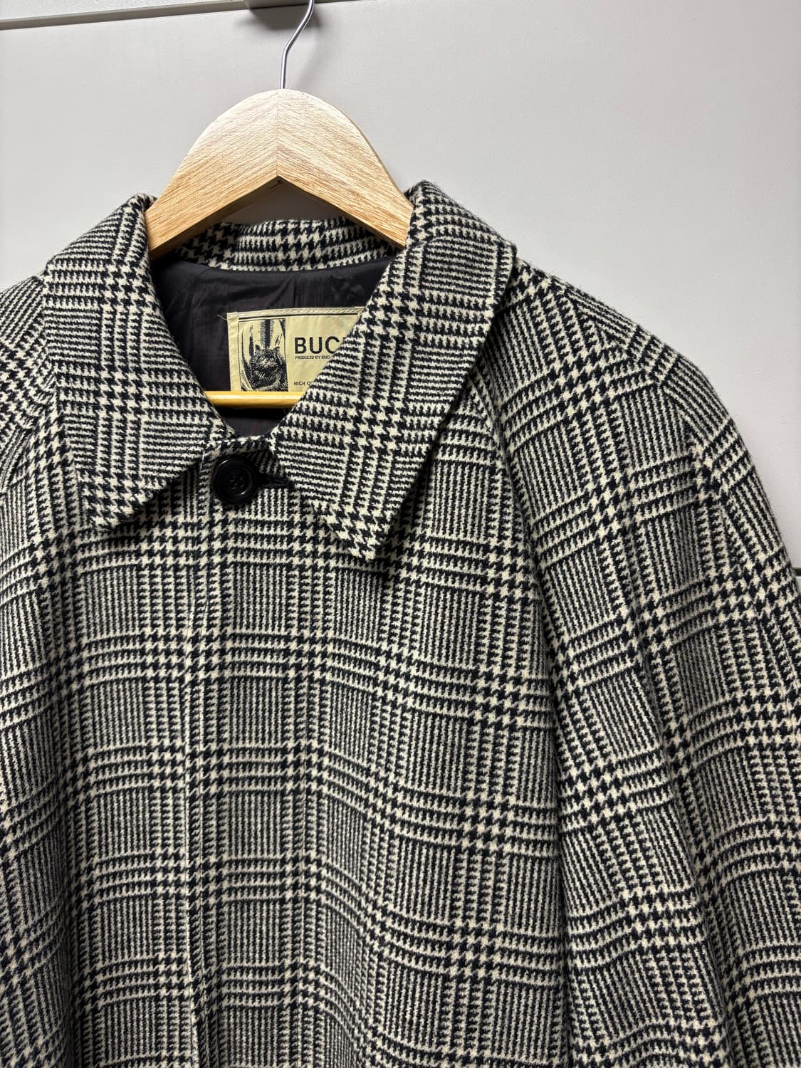 빈티지 그레이 울 글렌체크 발마칸 코트 100사이즈 상품이미지1