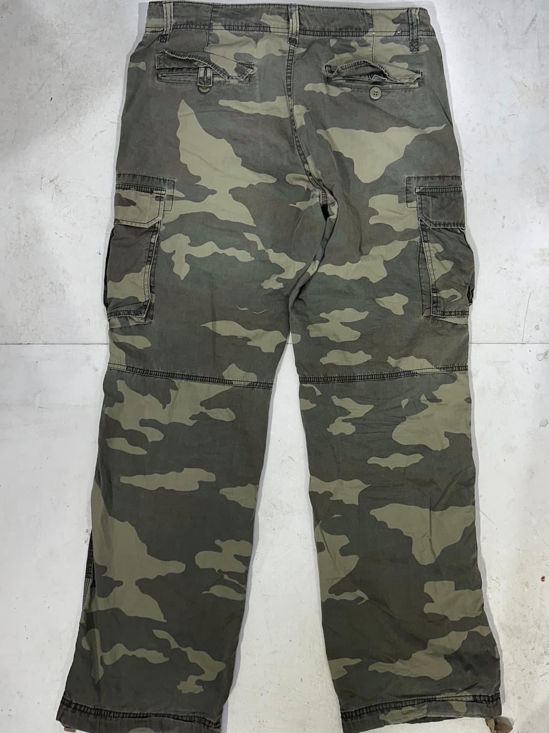 일본 빈티지 카키 와이드 밀리터리 카모 카고 팬츠 군복 바지  상품이미지5