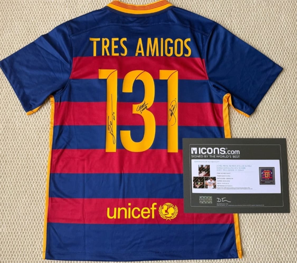 15-16 바르셀로나 MSN 메시 네이마르 수아레즈 사인 유니폼 상품이미지1