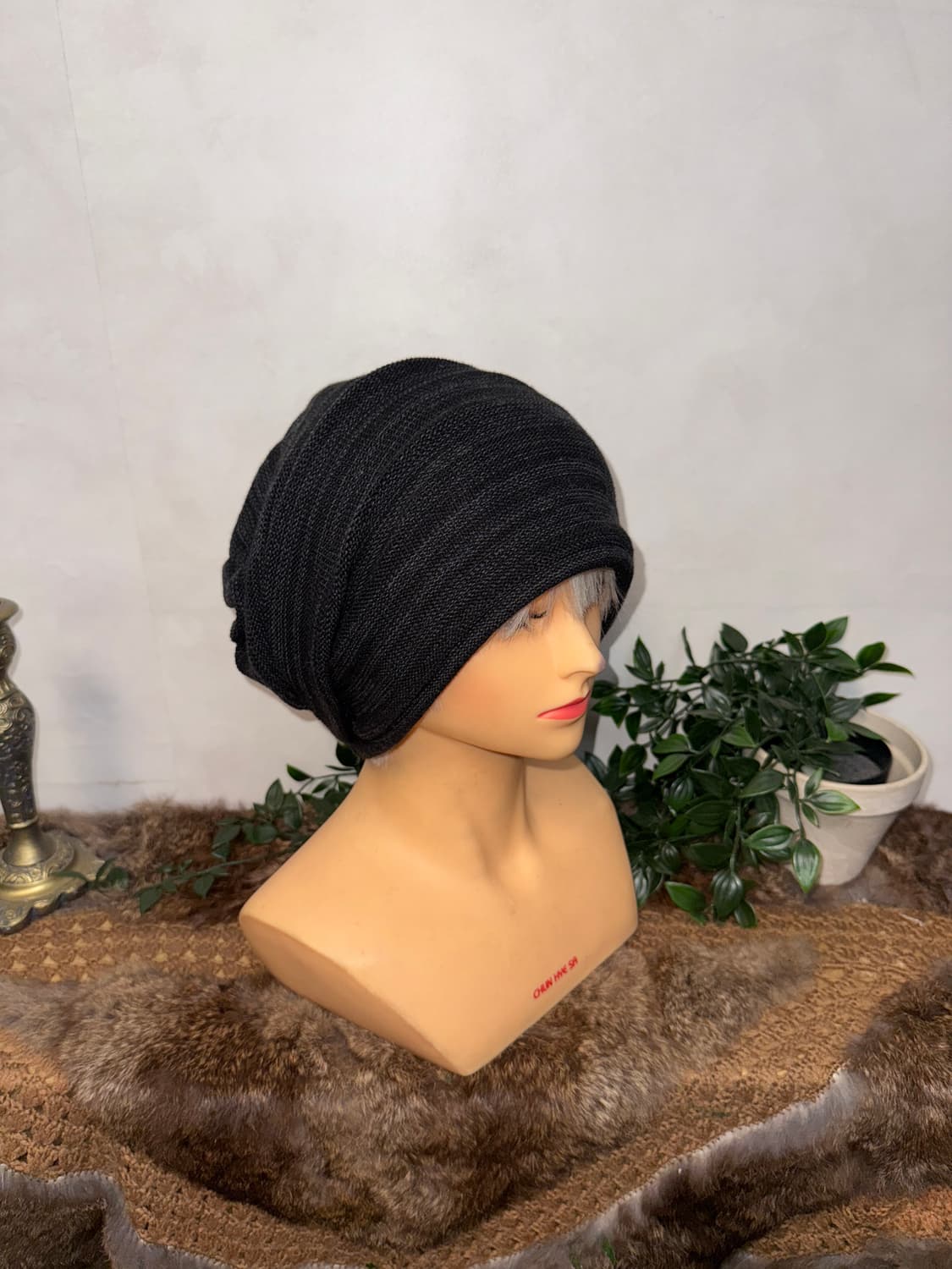 Charcoal melange loose knit beanie  상품이미지4