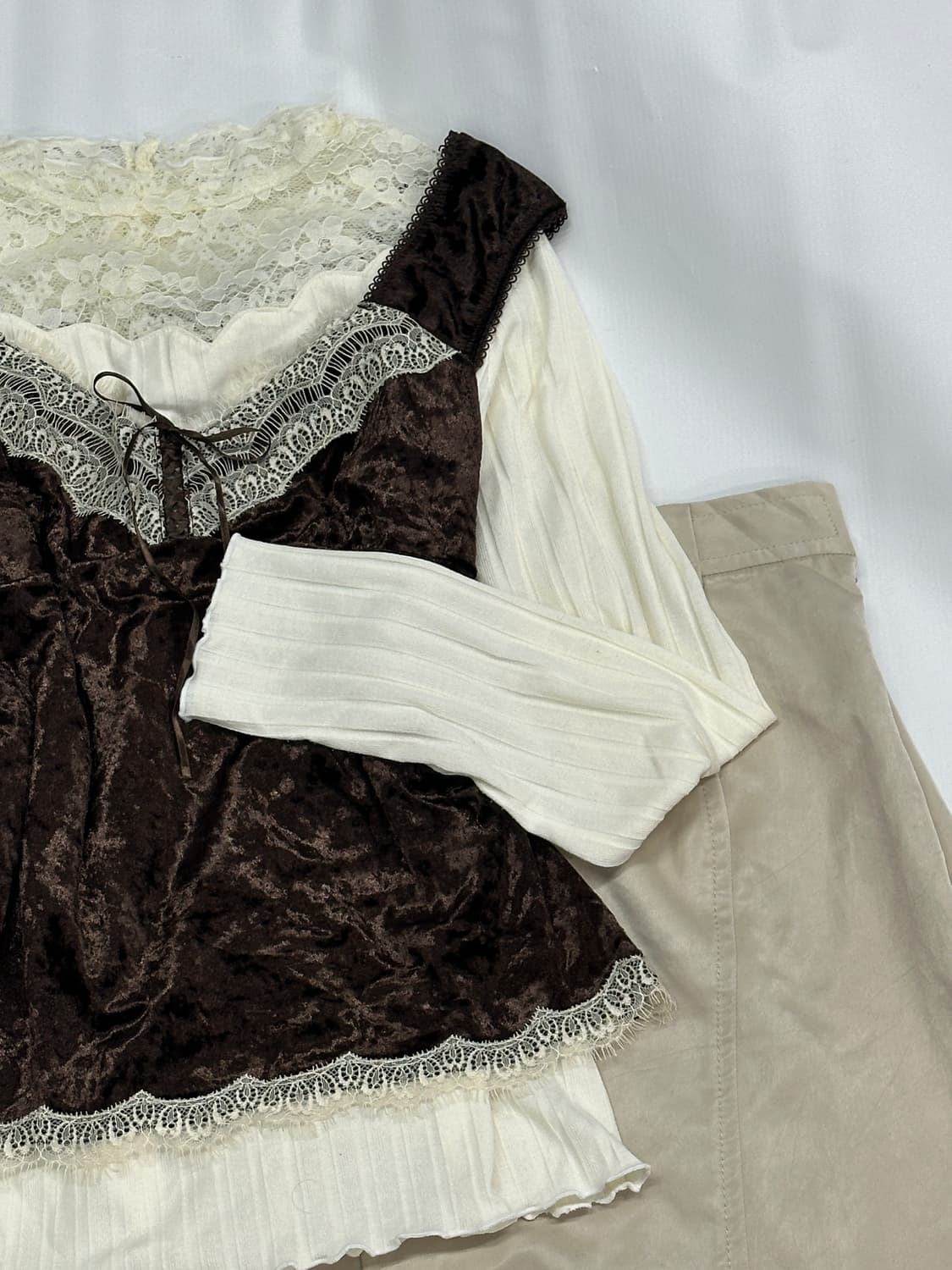 🧸쇼콜라의 마계 외출복 코디세트🧸 라떼갸루 히메 러블리 니트 스커트 상품이미지3