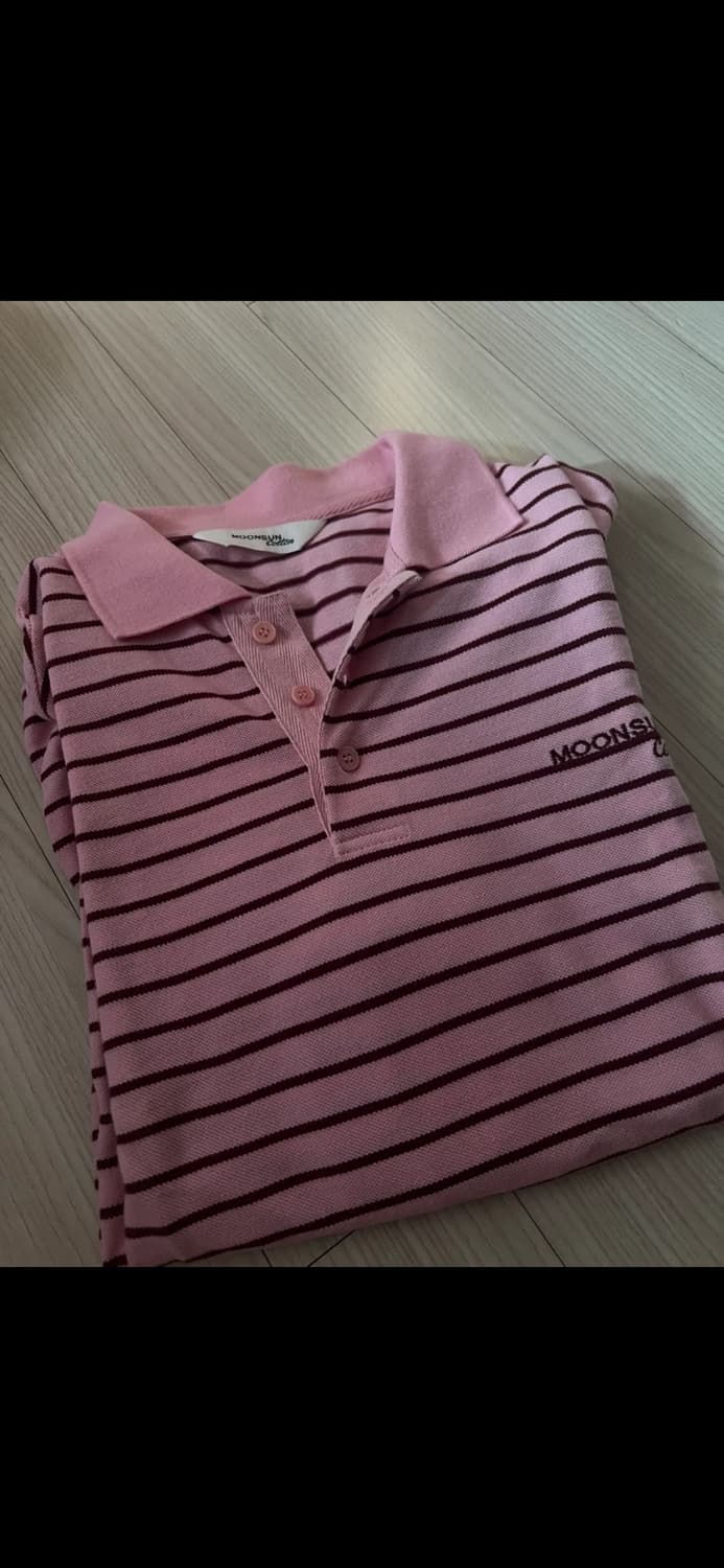 문선 핑크 스트라이프 긴팔 PK 셔츠 M 상품이미지3