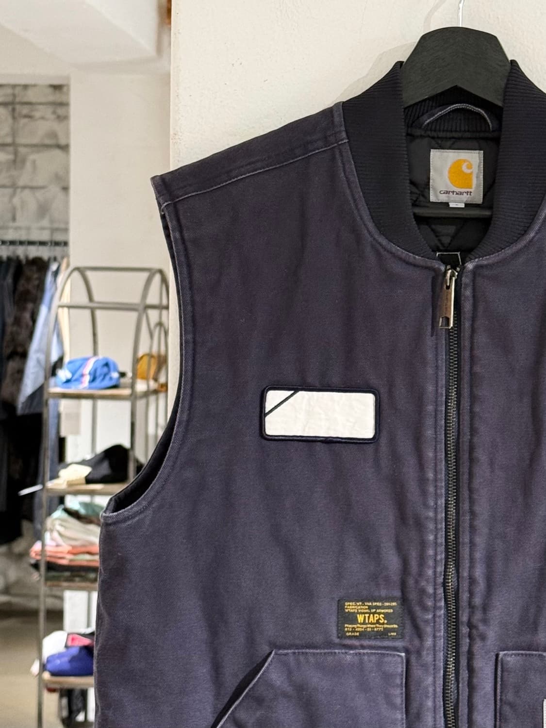 더블탭스 x 칼하트 네이비 워크웨어 베스트 상품이미지2