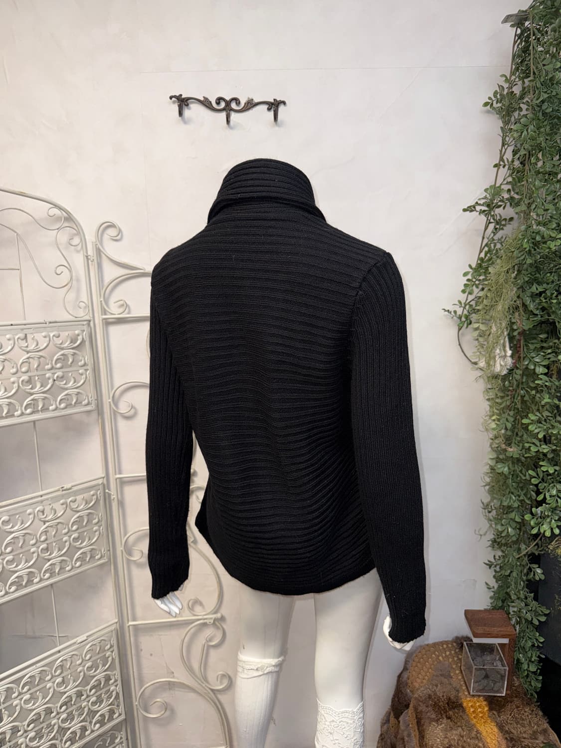 Black wool knit button wrap jacket 상품이미지2