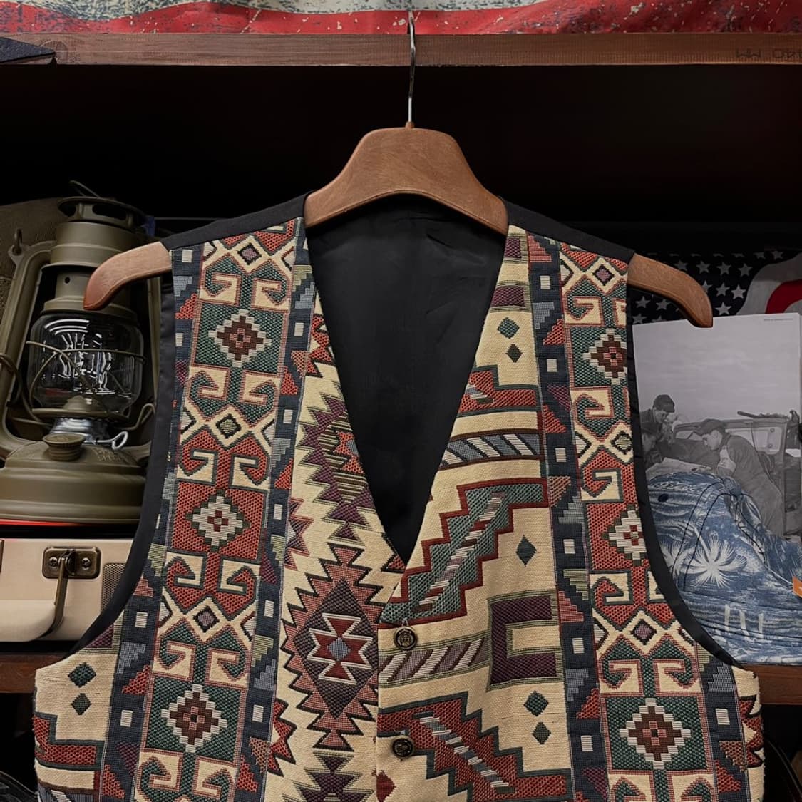 90s USA 빈티지 네이티브 아즈텍 패턴 웨스턴 클래식 베스트 N000 상품이미지3