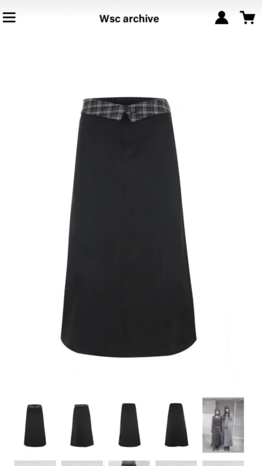Wsc 아카이브 Folded check maxi skirt 001 상품이미지1