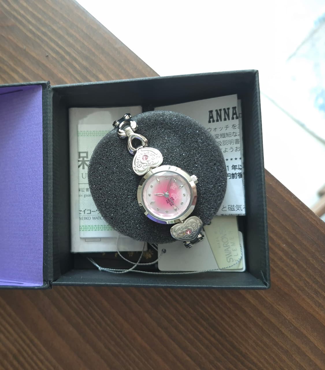 안나수이 빈티지 하트 핑크 큐빅 실버 손목시계 상품이미지3