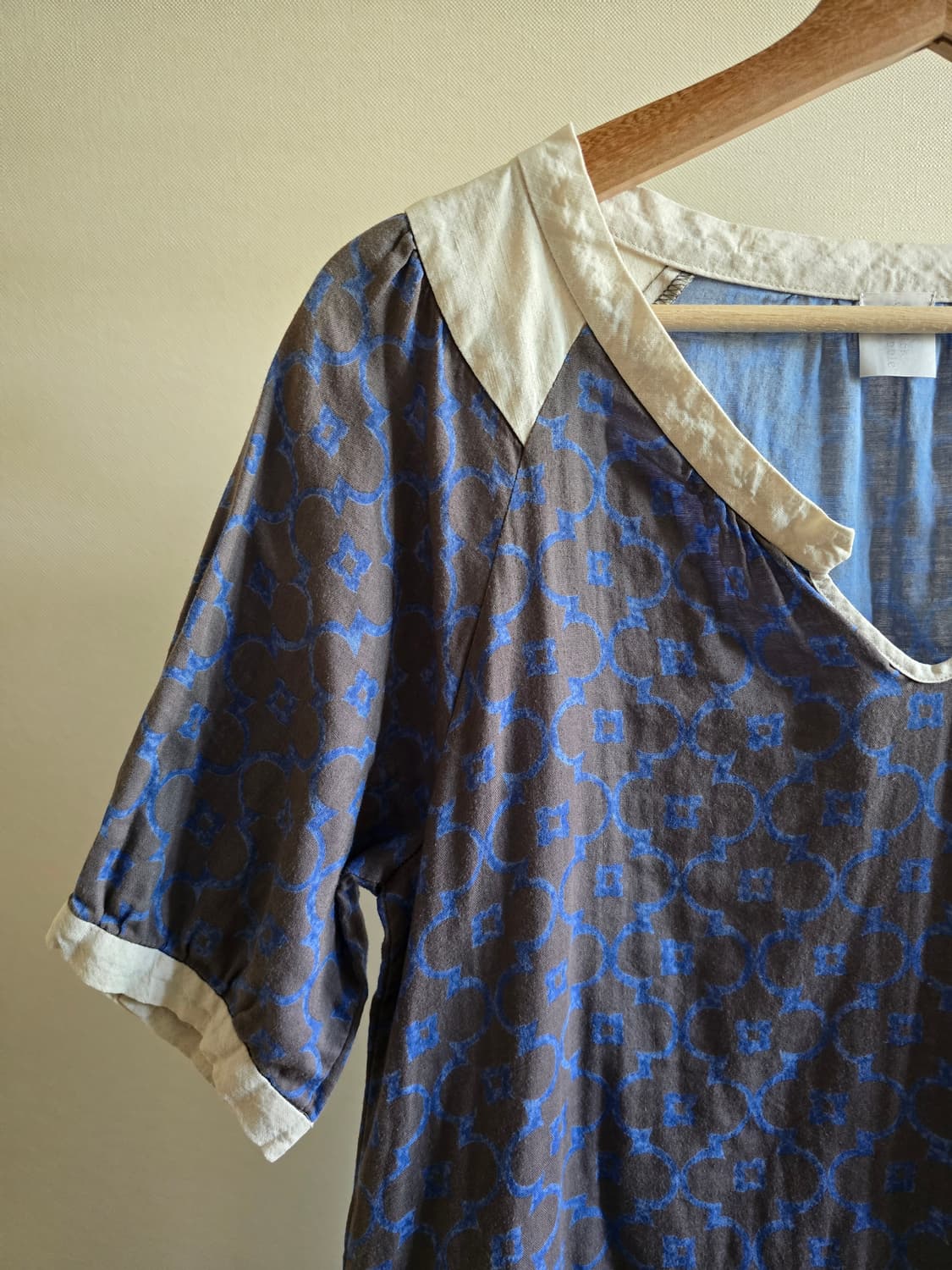 ​[Click pebble] 리넨 배색 거즈면 원피스 상품이미지3