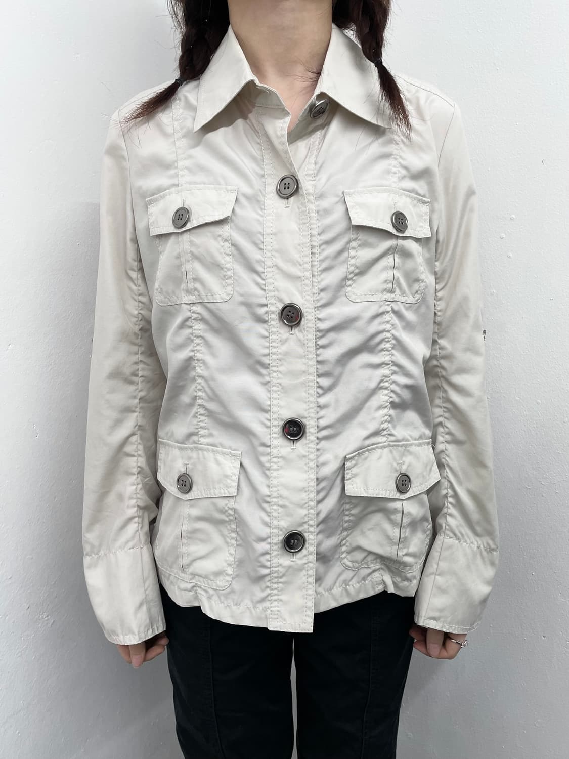 베이지 셔링 버튼 자켓  상품이미지1